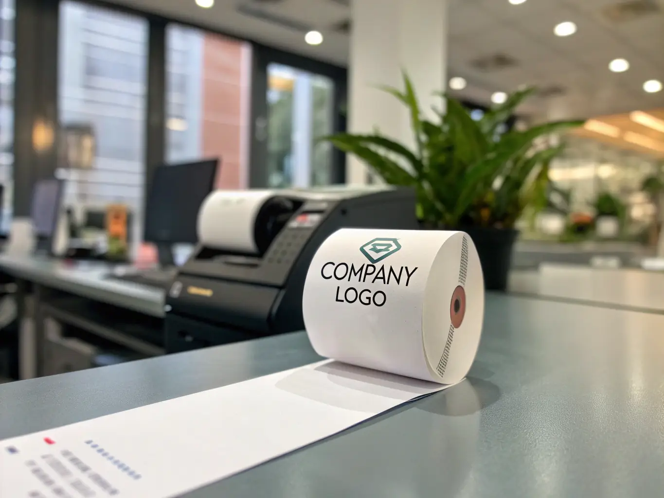 A professionally lit photograph showcasing a ream of Golden Grain Technology Partnership Limited's premium A4 paper, highlighting its bright white color and smooth texture. The background is a clean, modern office setting.